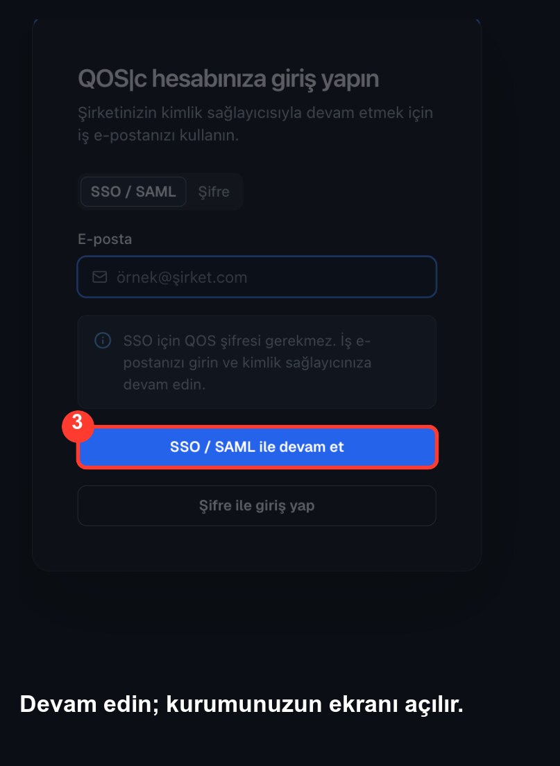 The Continue with SSO / SAML button, marked with a red box.